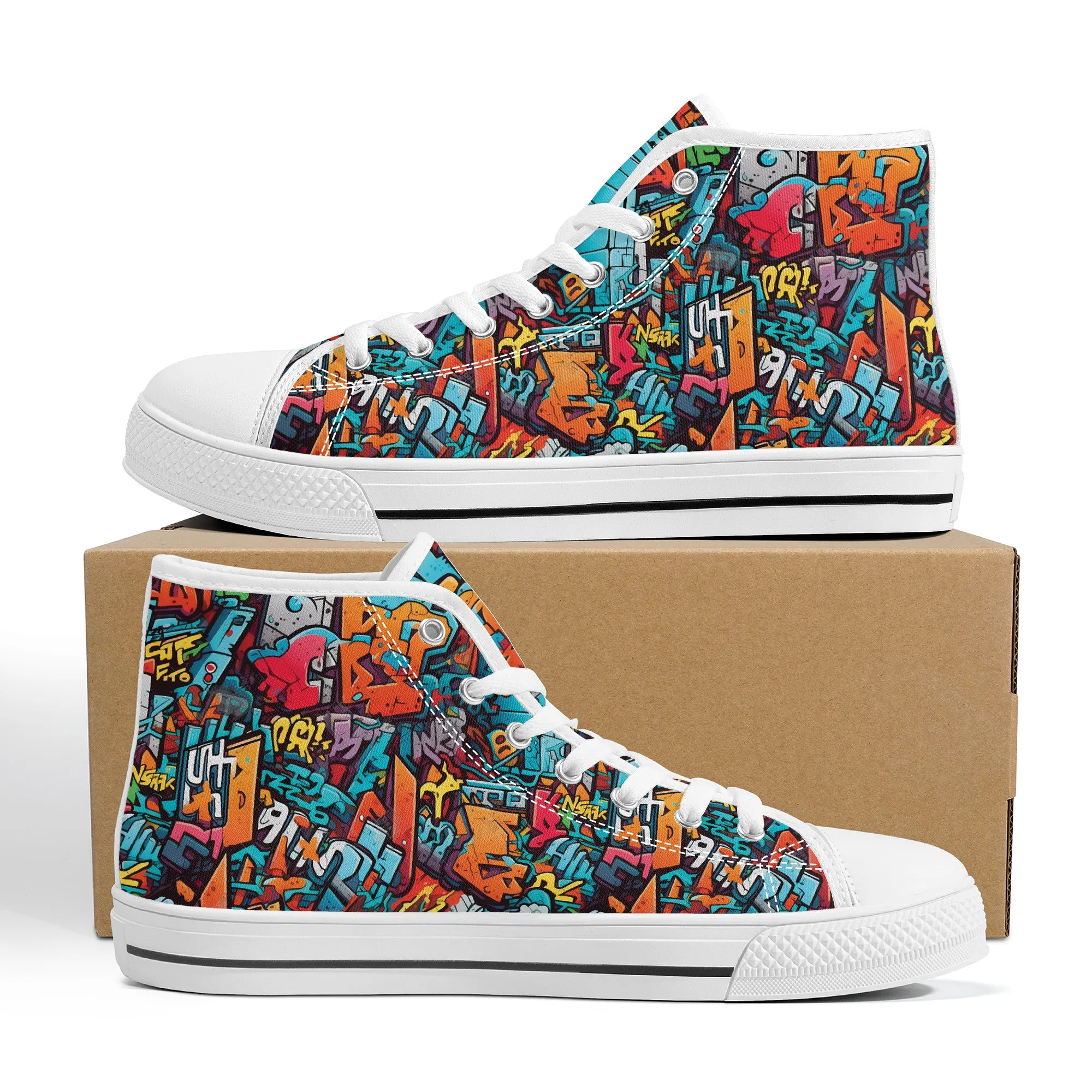 3D Abstract Street Art Graffiti  Converse Style High Tops