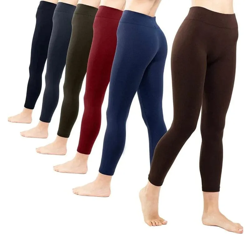 6-Pack: Hot Women’s Fleece Lined Leggings High Waist Soft Stretchy Warm Leggings