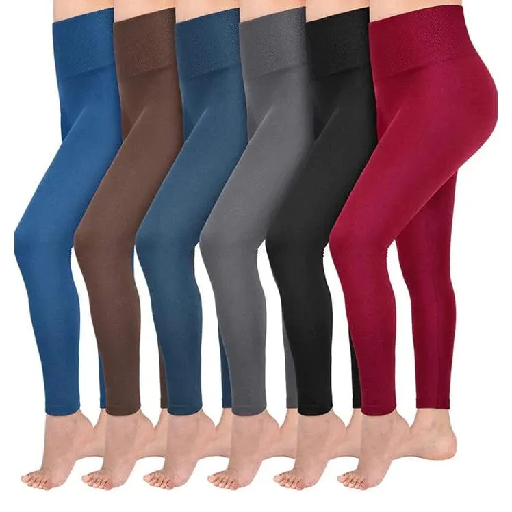 6-Pack: Hot Women’s Fleece Lined Leggings High Waist Soft Stretchy Warm Leggings