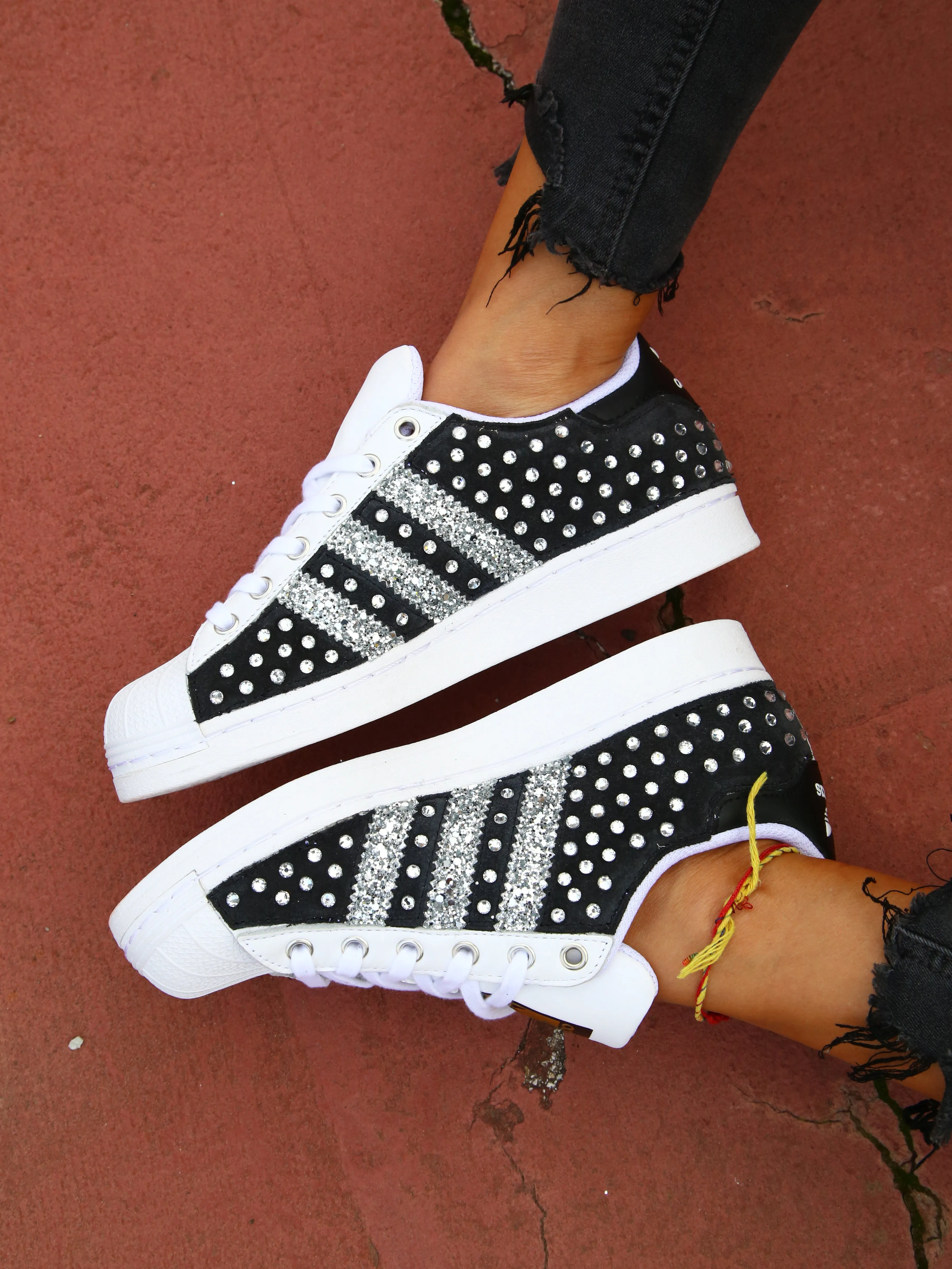 Adidas Superstar Black Velluto & Strass Termo