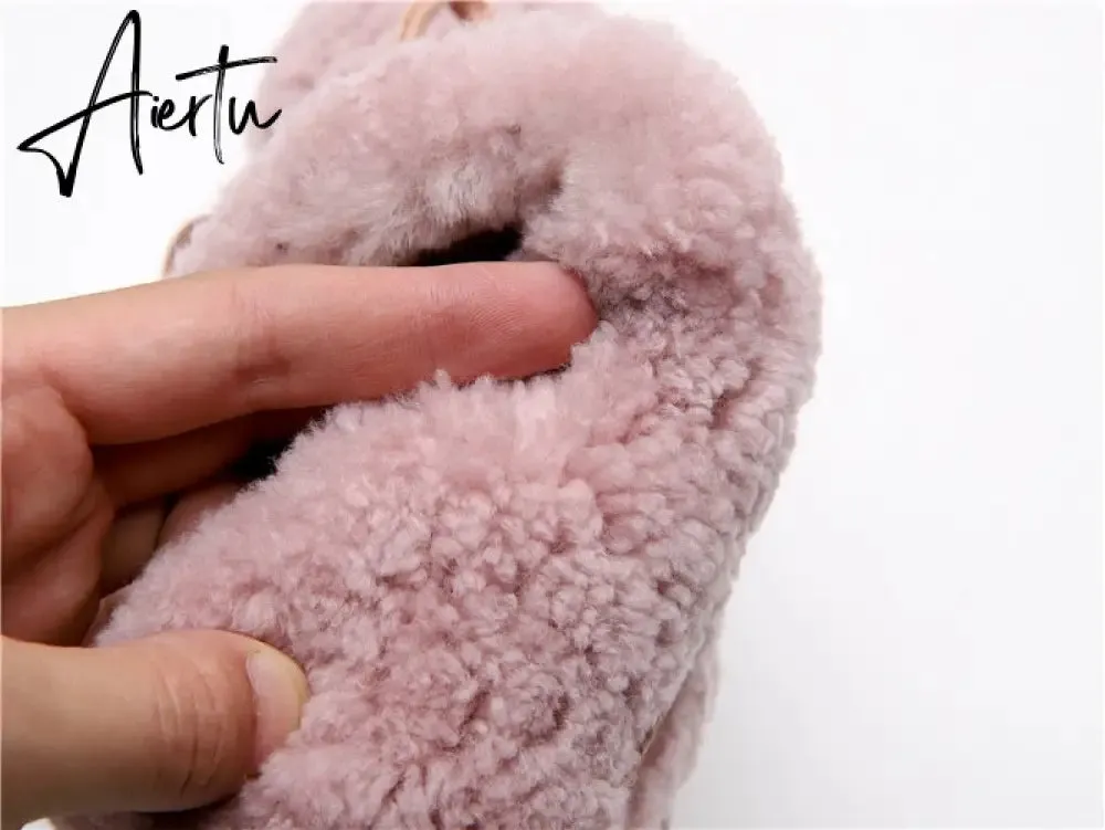 Aiertu Sweet Women Wool Cow Suede Ankle Boots Female Big Size Snow Boots Dancing Casual Shoes Woman Newest Flats Platform Boots