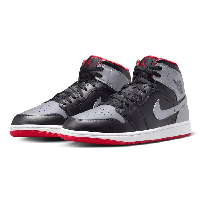 AIR JORDAN 1 MID 'BLACK/CEMENT GREY-FIRE RED-WHITE