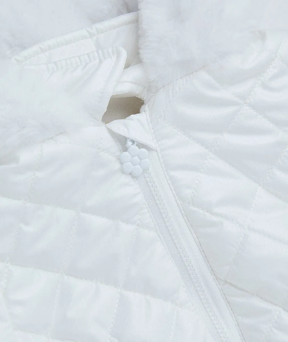 Baby & Girls' Quilted Hooded Puffer Coat - SASHA - White