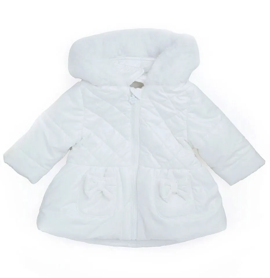Baby & Girls' Quilted Hooded Puffer Coat - SASHA - White
