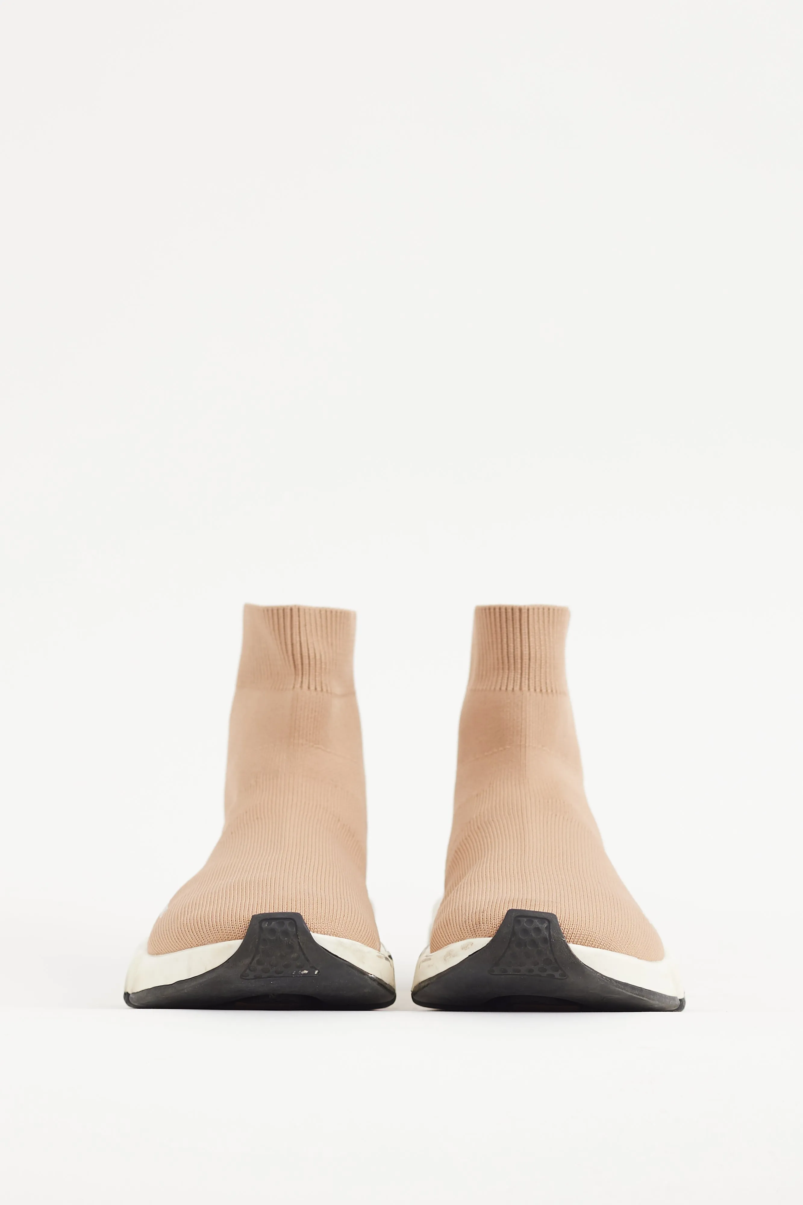 Beige & White Knit Speed Sneaker