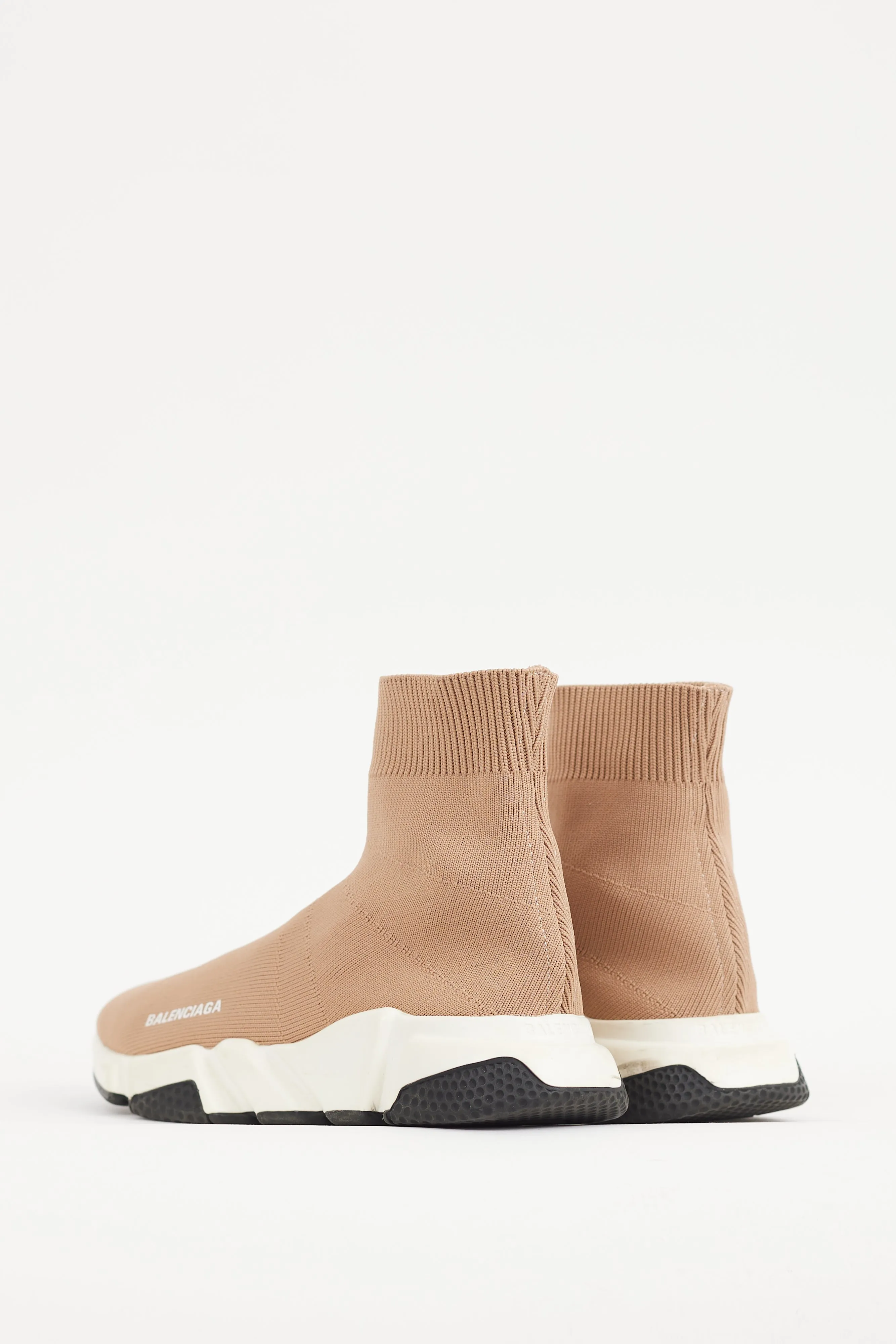 Beige & White Knit Speed Sneaker
