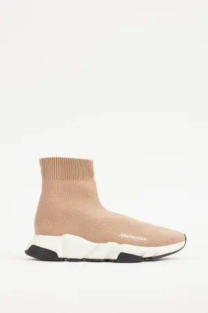Beige & White Knit Speed Sneaker