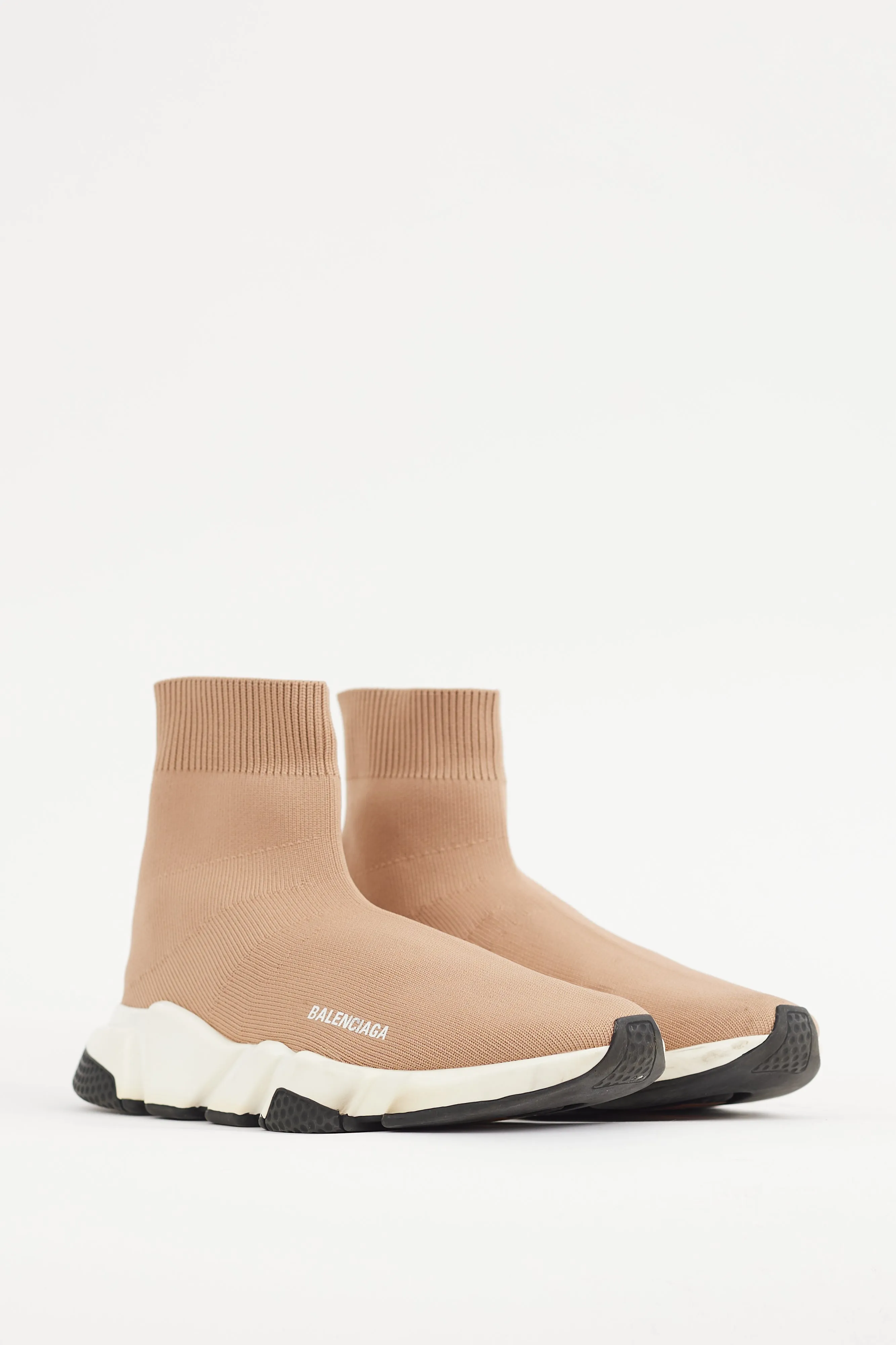 Beige & White Knit Speed Sneaker