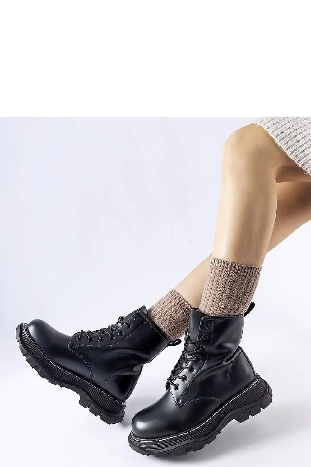 Black chunky sole worker boots