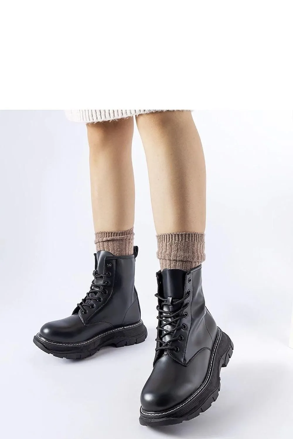 Black chunky sole worker boots