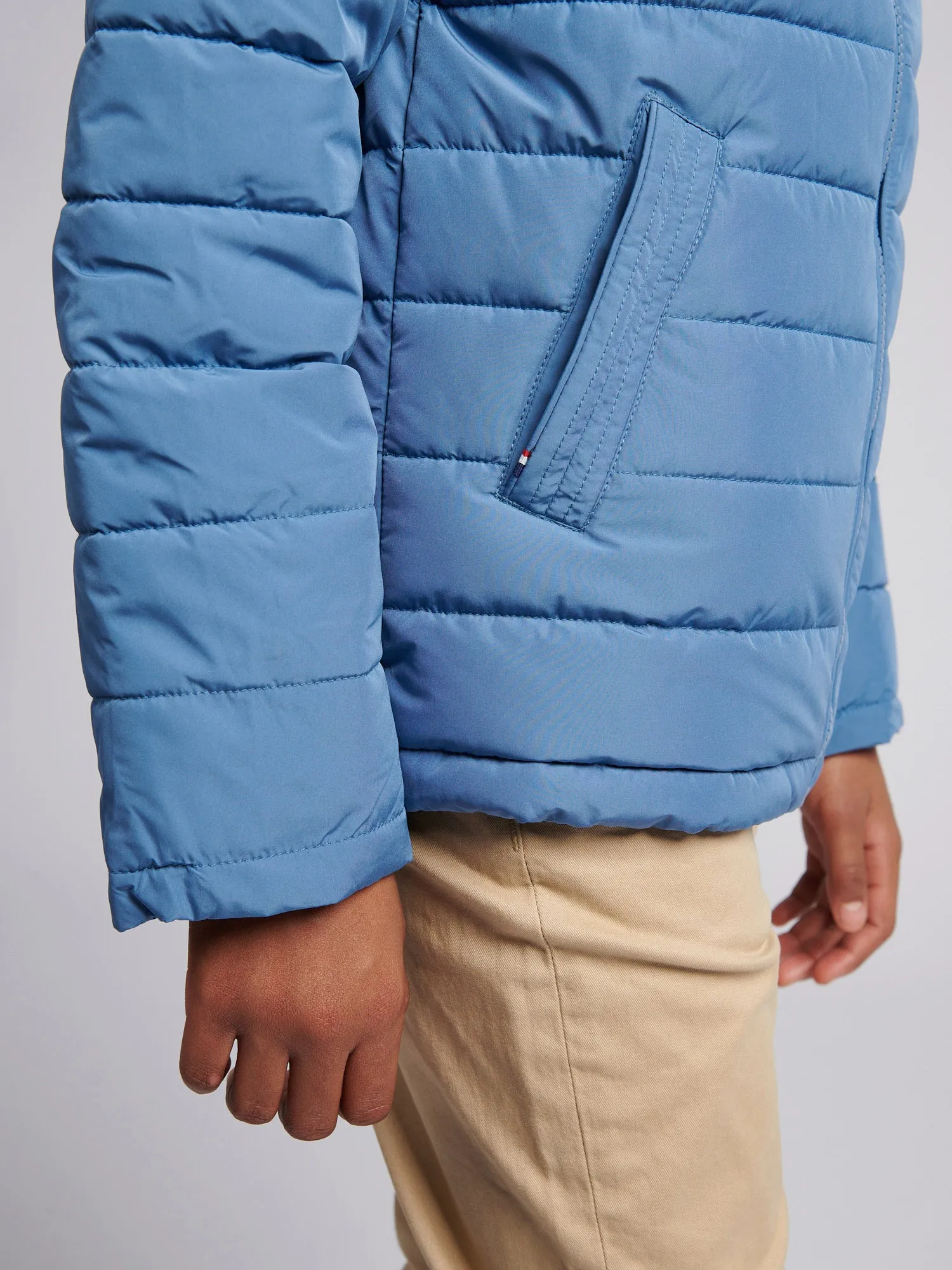 Boys Lightweight Quilt Hooded Puffer Jacket in Blue Horizon