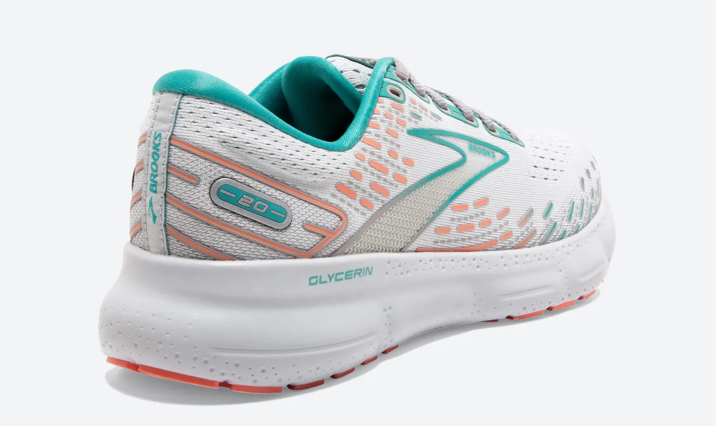 Brooks Womens Glycerin 20 Wide- Oyster/Latigo Bay/Coral (1203691D061)