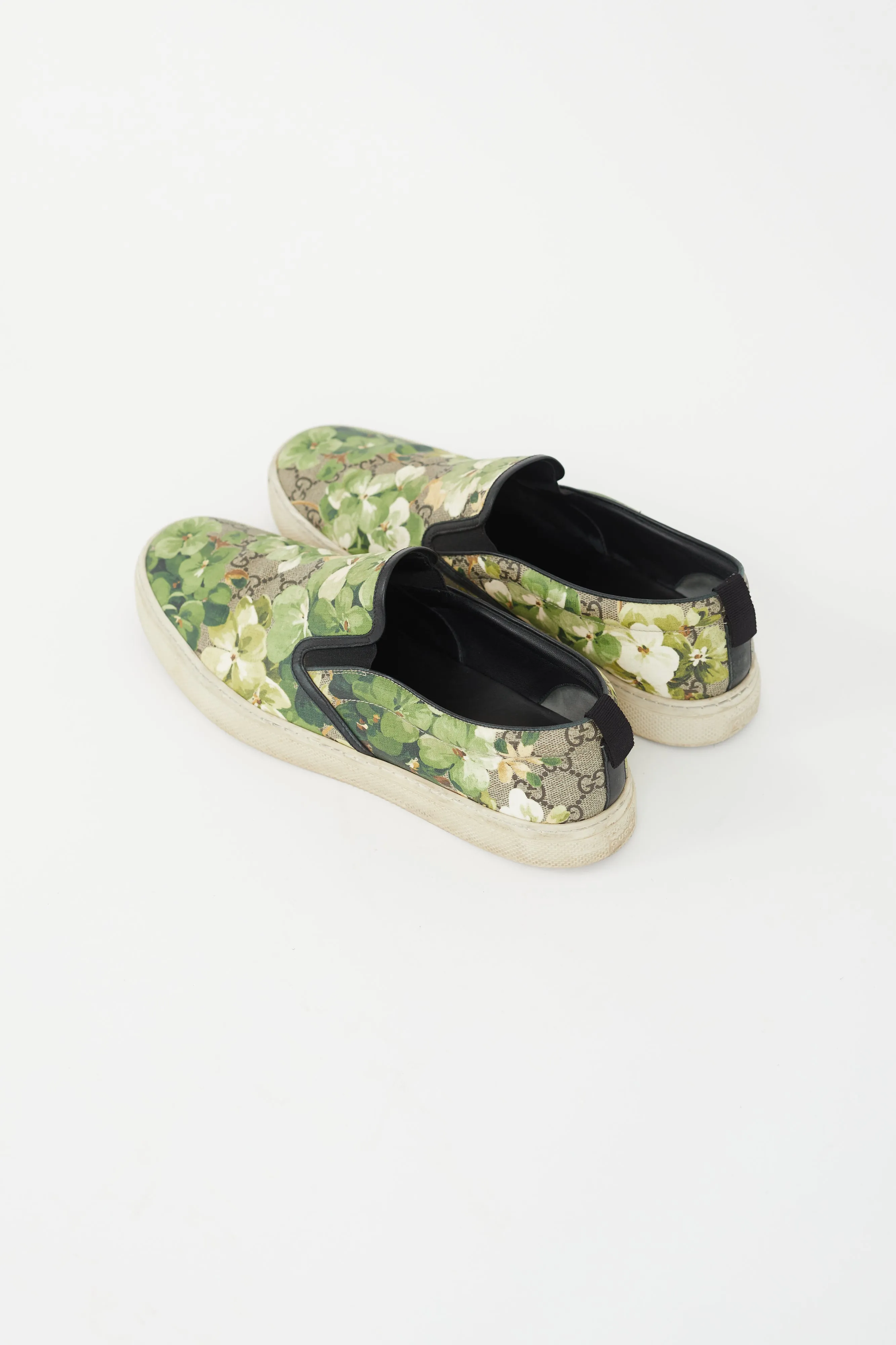 Brown & Green Blooms Monogram Slip On Sneaker