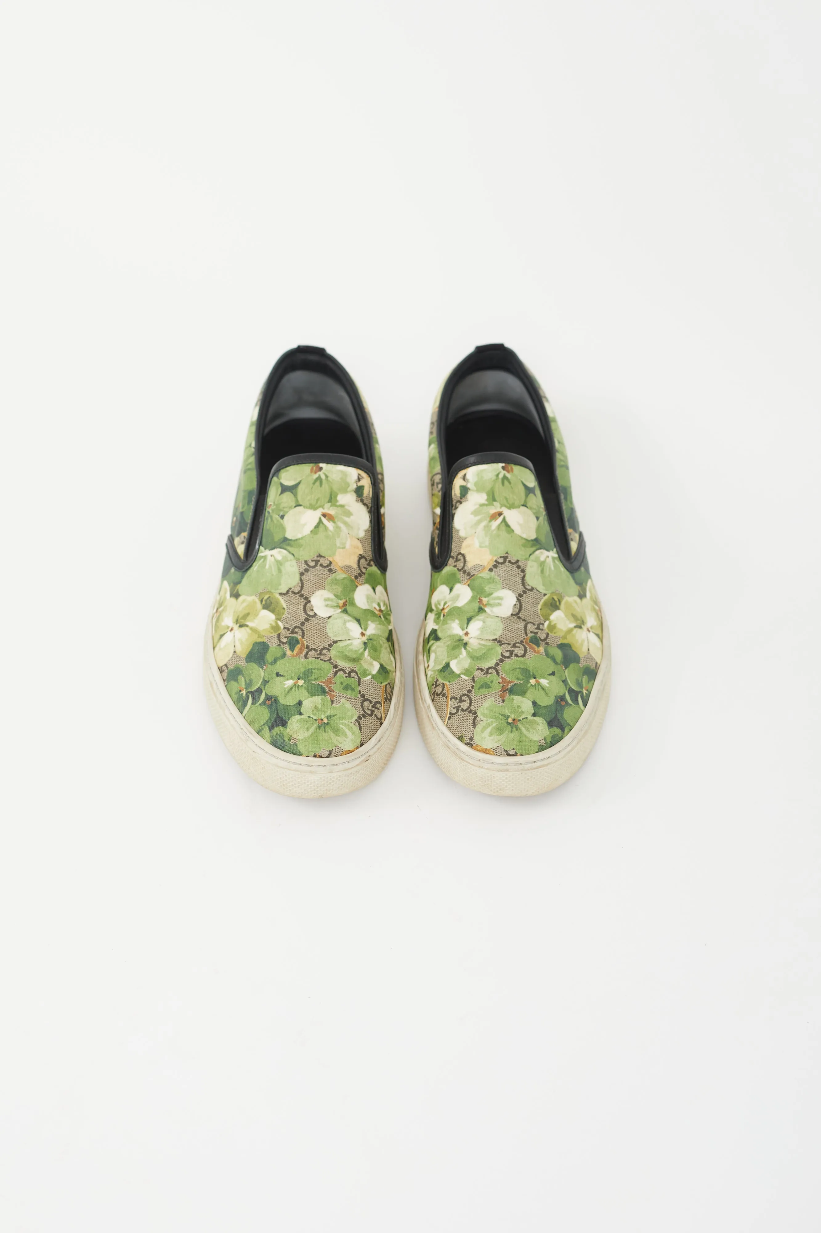 Brown & Green Blooms Monogram Slip On Sneaker