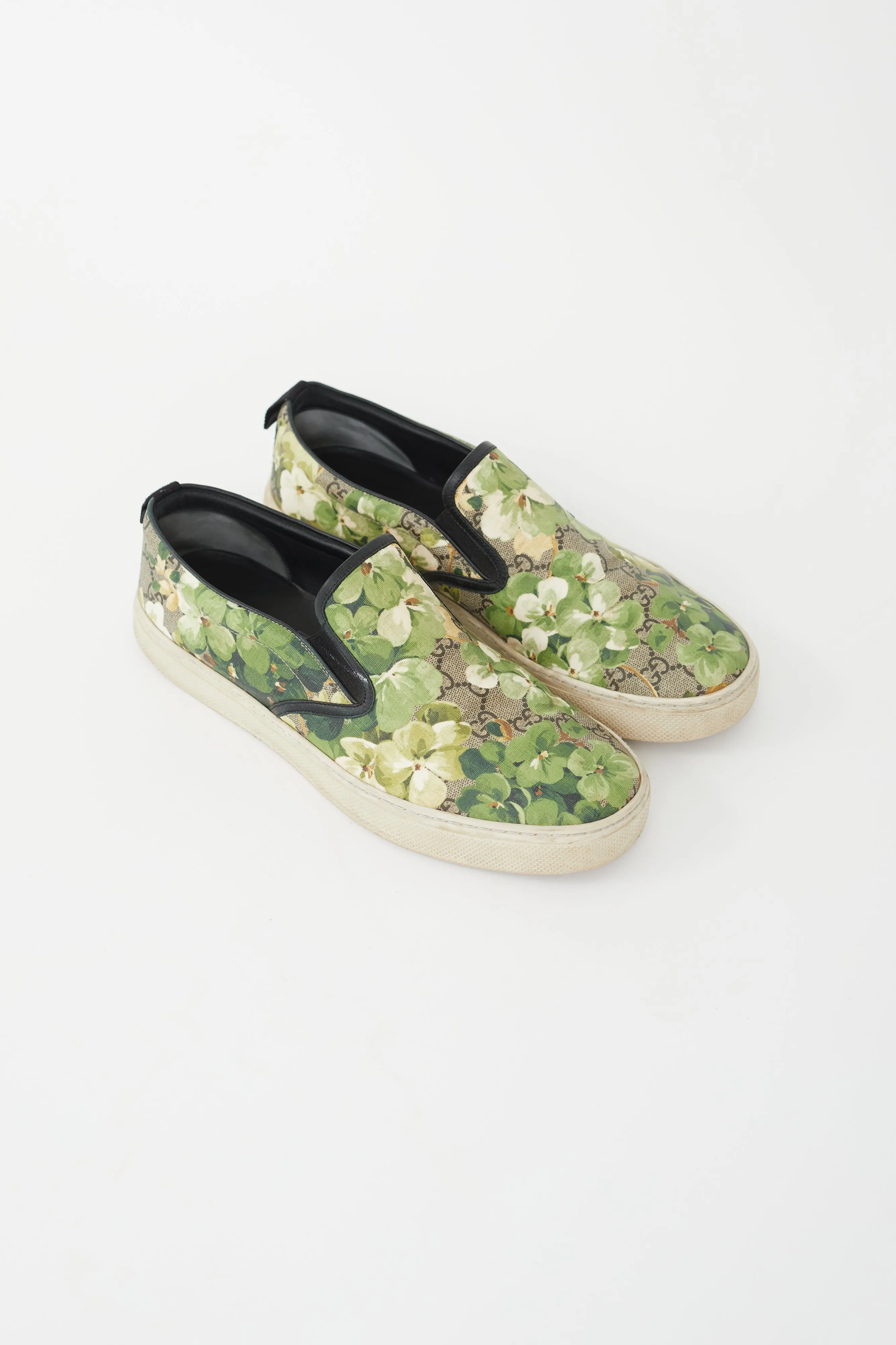 Brown & Green Blooms Monogram Slip On Sneaker