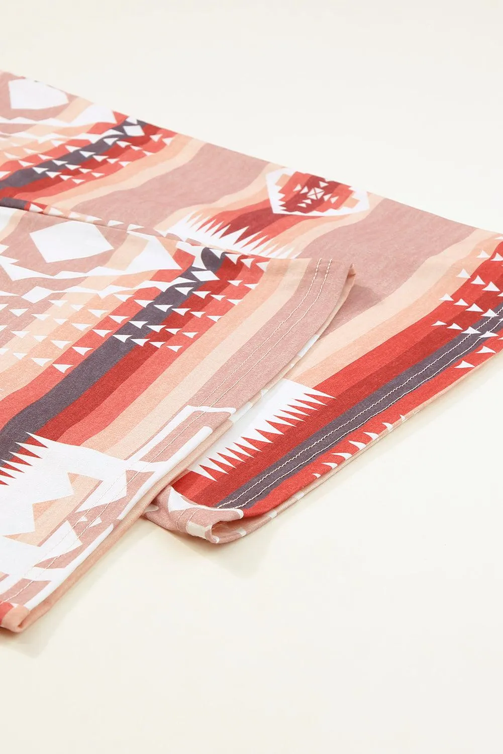 Chic Aztec-Inspired Lounge Set with Elegant Puff Sleeves & Adjustable Drawstring