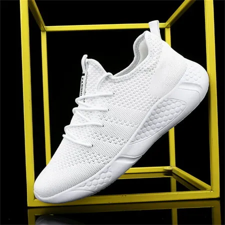 Damyuan Mens Running Shoes Athletic Sport Casual Walking Shoes Fashion Sneakers Lightweight Breathable Mesh Soft Sole, White, 10