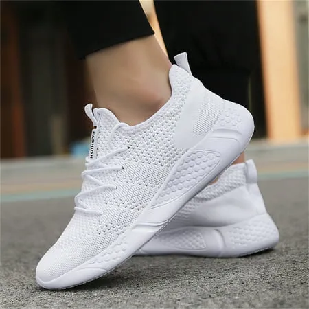 Damyuan Mens Running Shoes Athletic Sport Casual Walking Shoes Fashion Sneakers Lightweight Breathable Mesh Soft Sole, White, 10