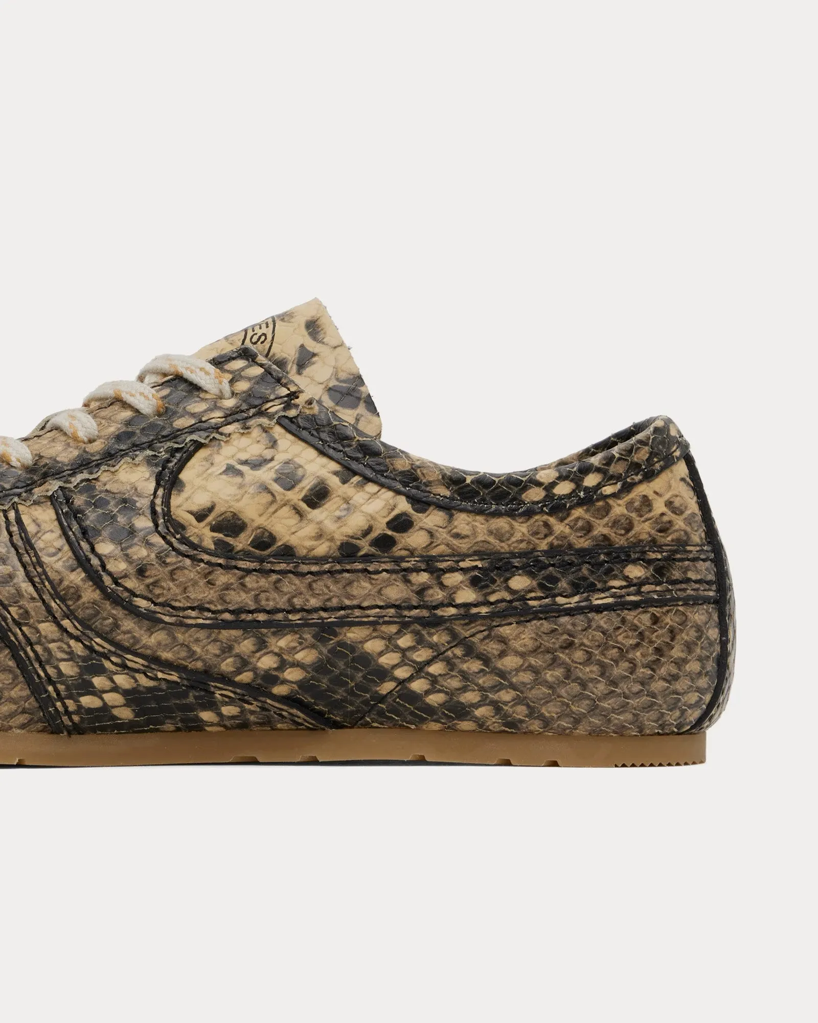 Dustin Snake-Embossed Beige Low Top Sneakers
