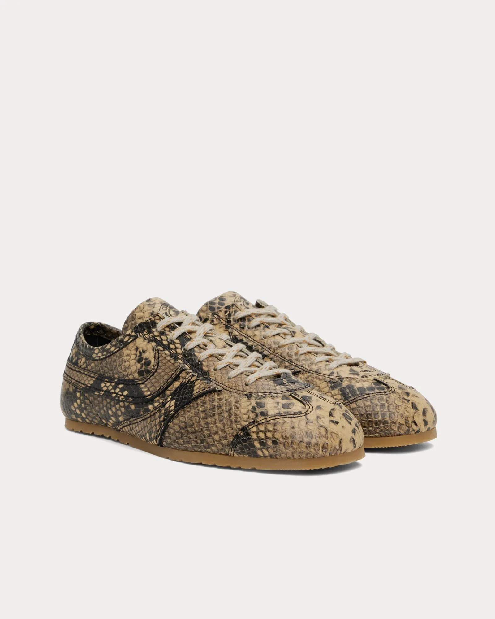Dustin Snake-Embossed Beige Low Top Sneakers