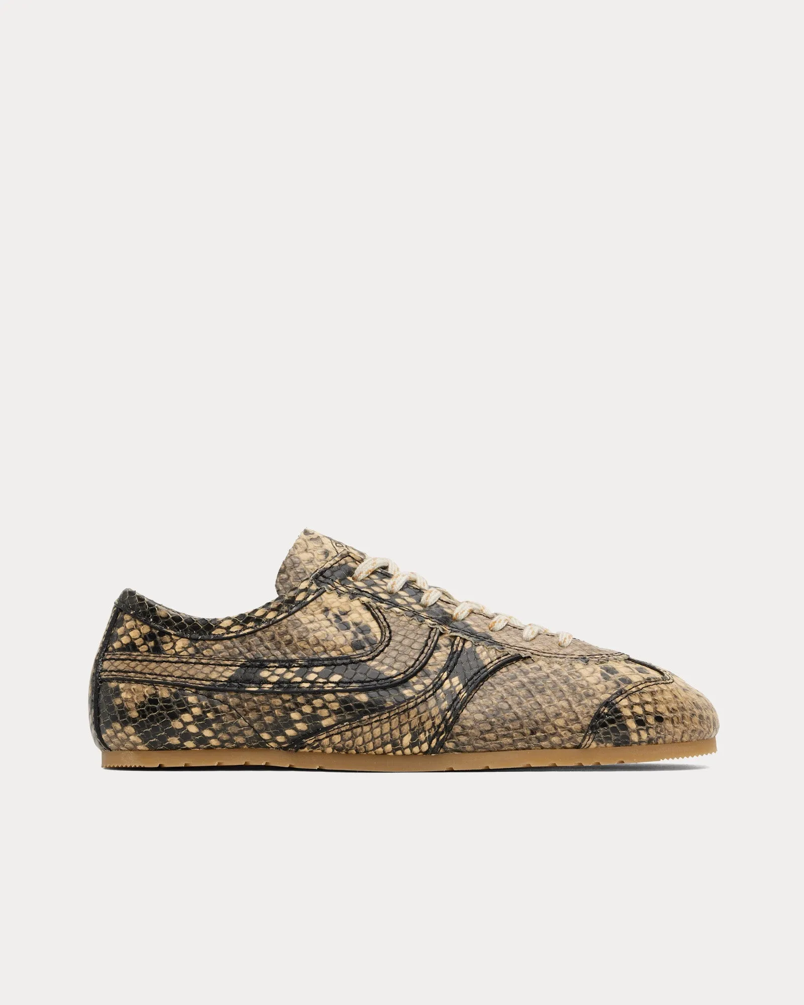 Dustin Snake-Embossed Beige Low Top Sneakers
