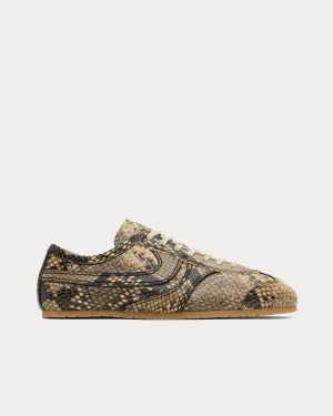 Dustin Snake-Embossed Beige Low Top Sneakers