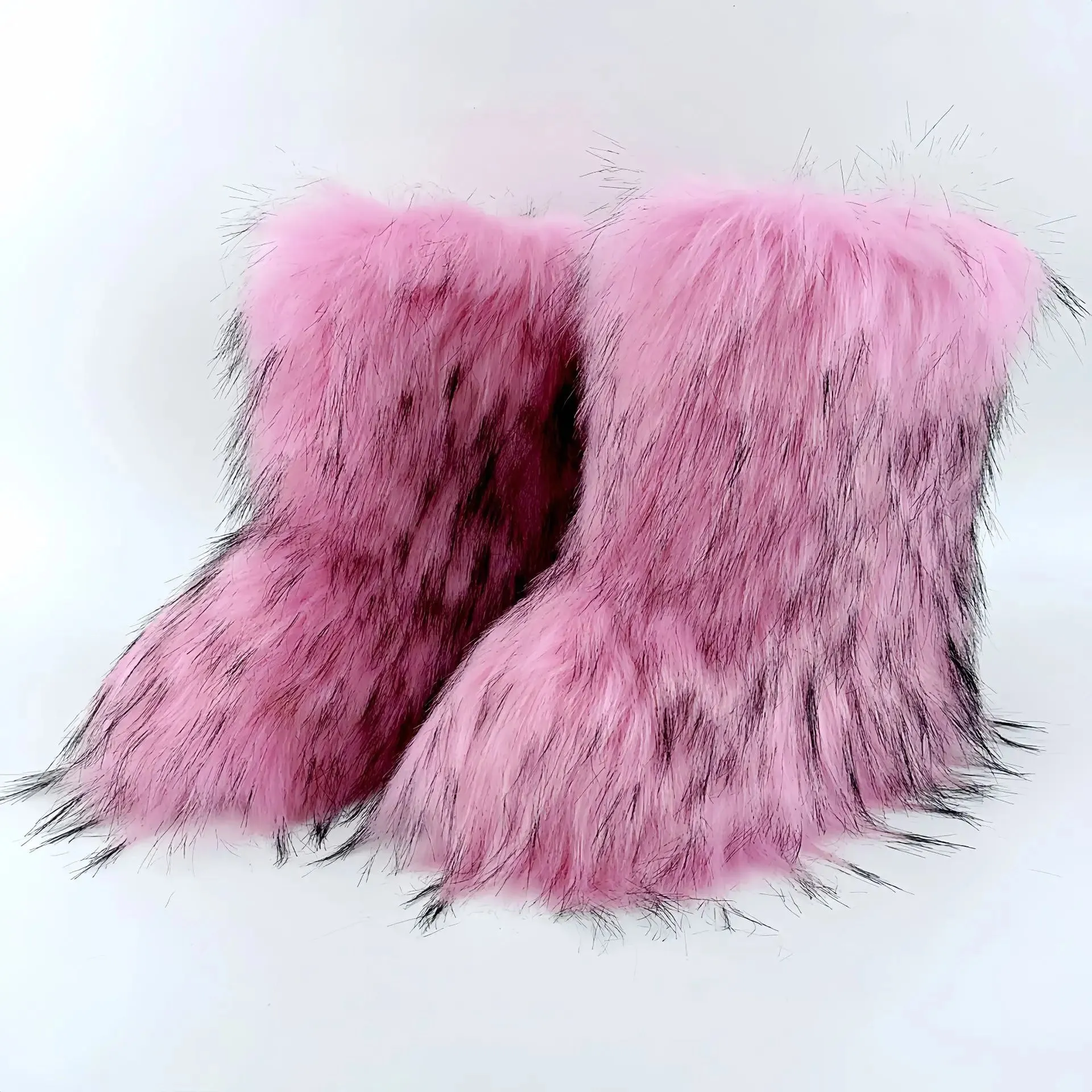 Faux Fur Boots Fashion Winter Shoe Women's Winter Fluffy Faux Fox Fur Boots Woman Plush Warm Snow Boots Luxury Footwear Girls' Furry Fur Bottes Fashion