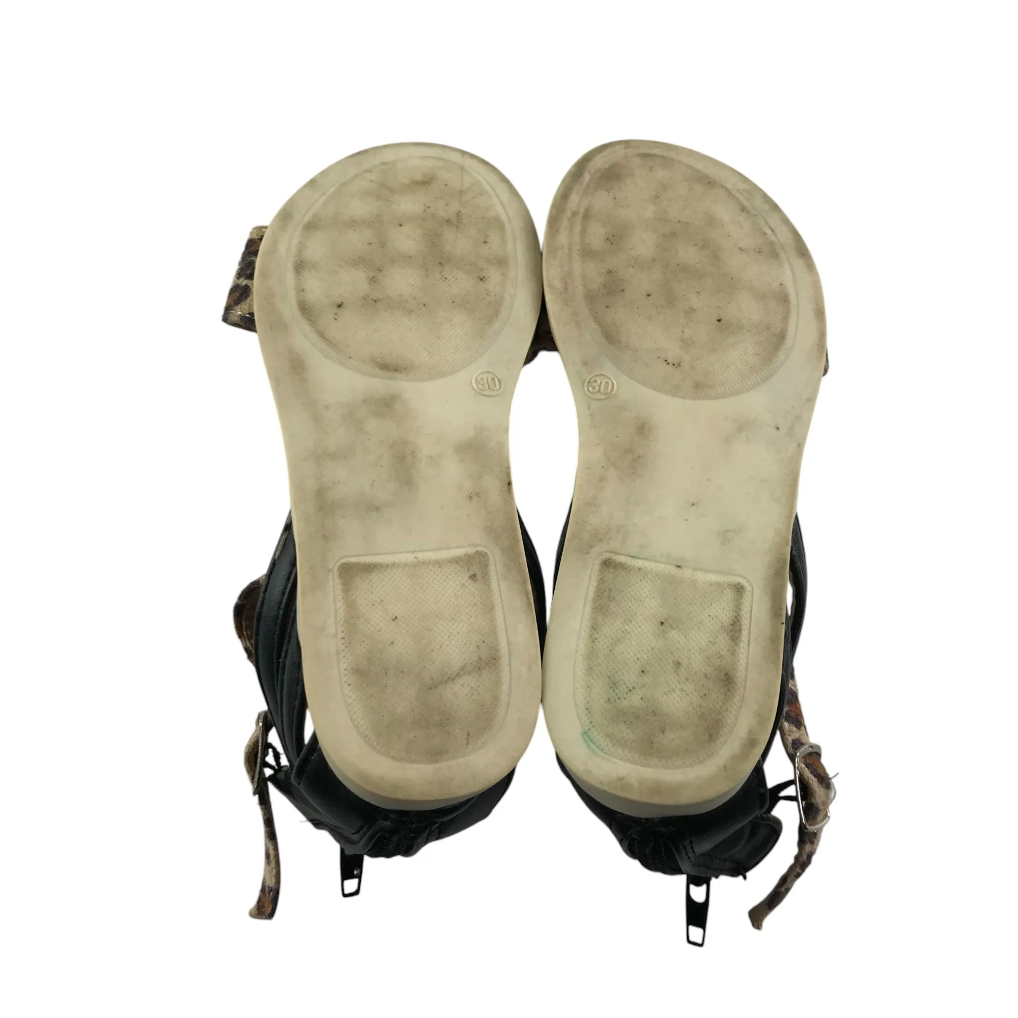 Fullstop sandal shoe size 12 junior brown animal print straps and sole