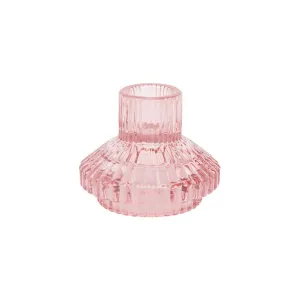 Geometric Small Pink Glass Candle Holder