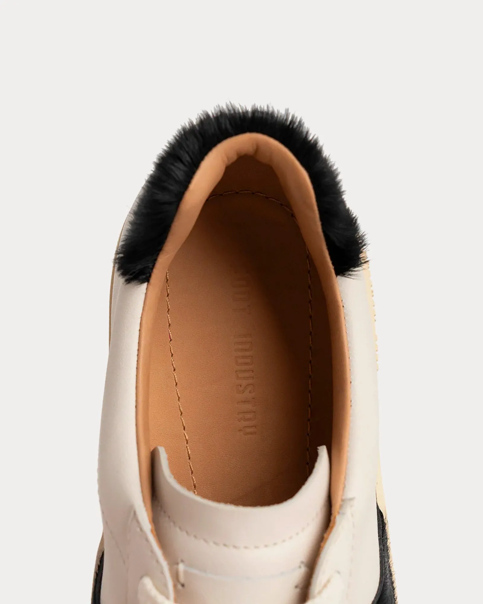 German Pony Hair Cream White / Anthracite Low Top Sneakers