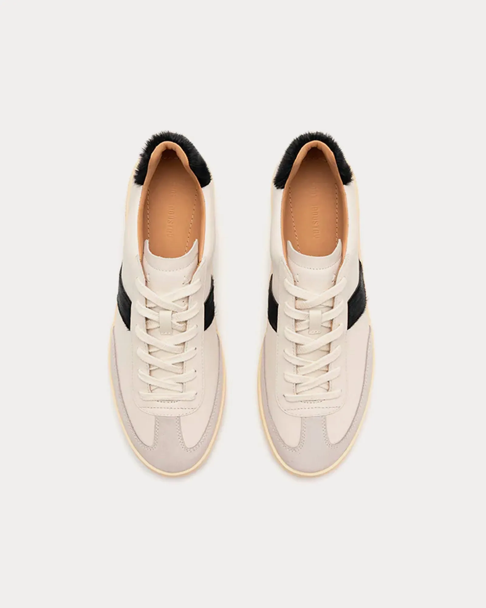 German Pony Hair Cream White / Anthracite Low Top Sneakers