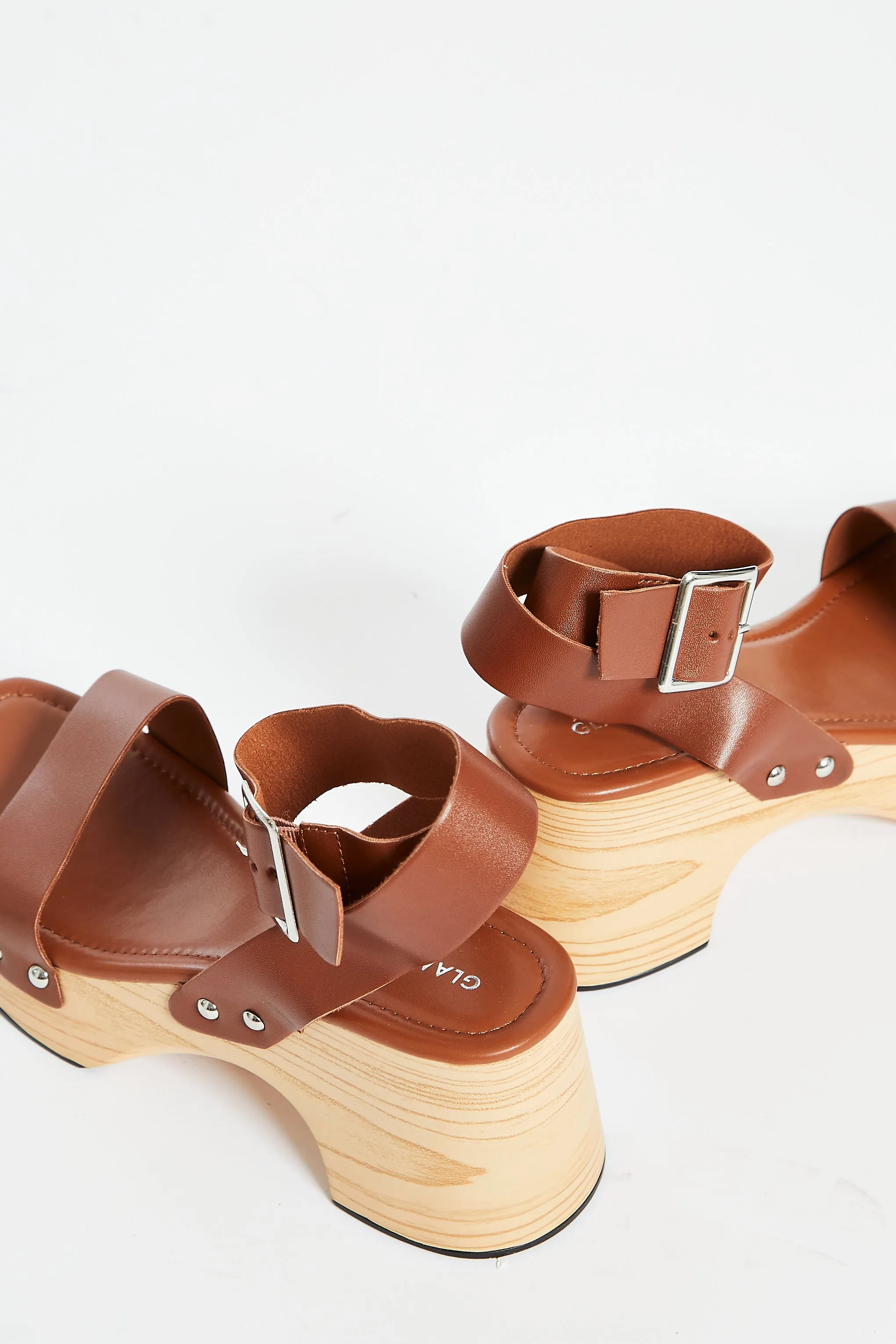 Glamorous Tan Open Toe Block Heel Sandals