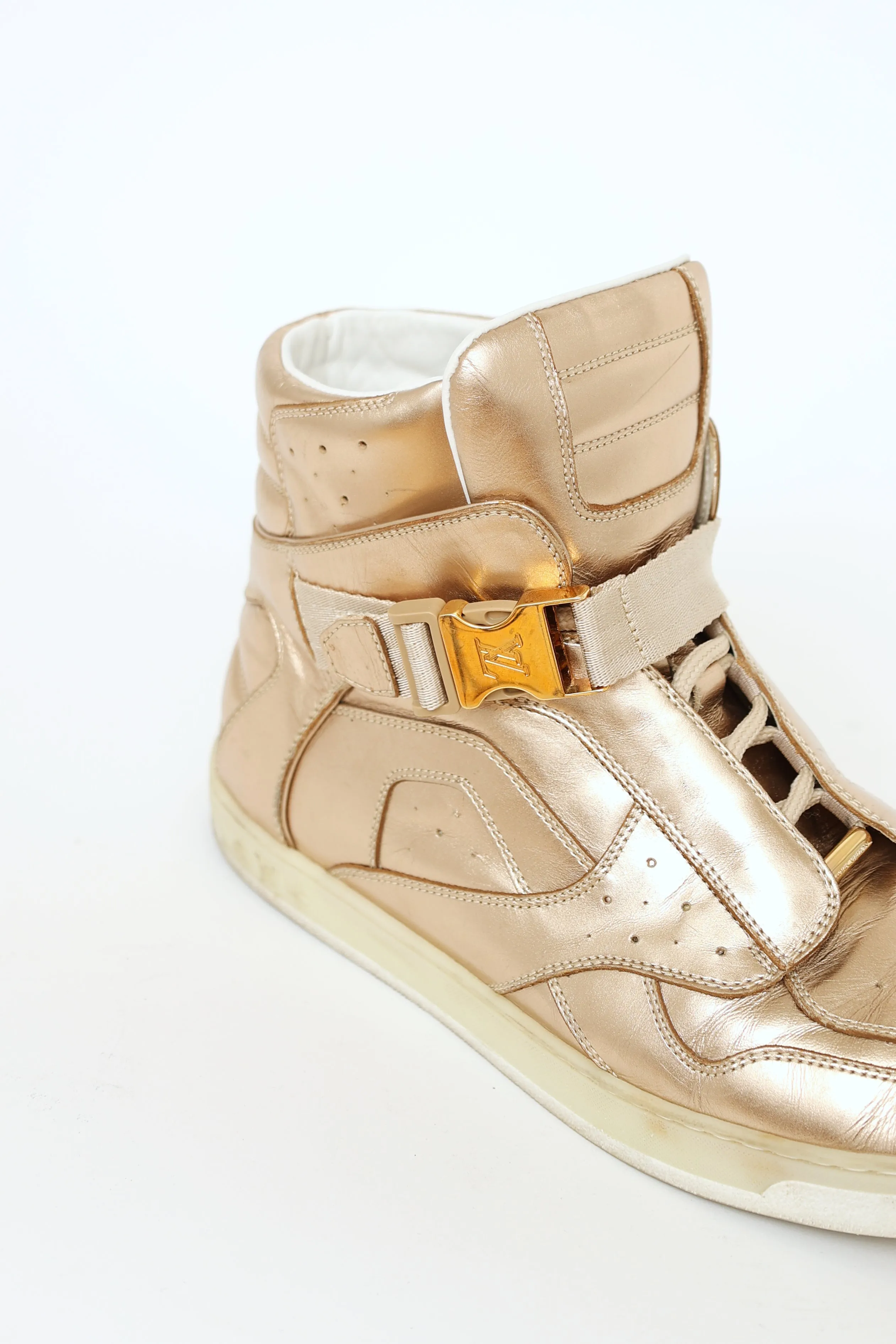 Gold Leather High Top Sneaker