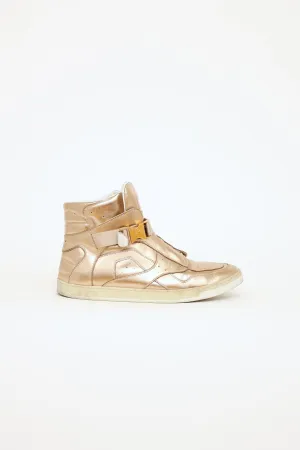 Gold Leather High Top Sneaker