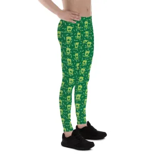 Green Clover Irish Hat Festive Fun St. Patty's Day Men's Leggings Tights- Made in USA/EU