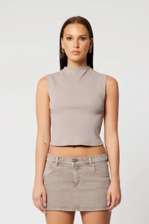 Heather Icon Mock Neck - Mushroom