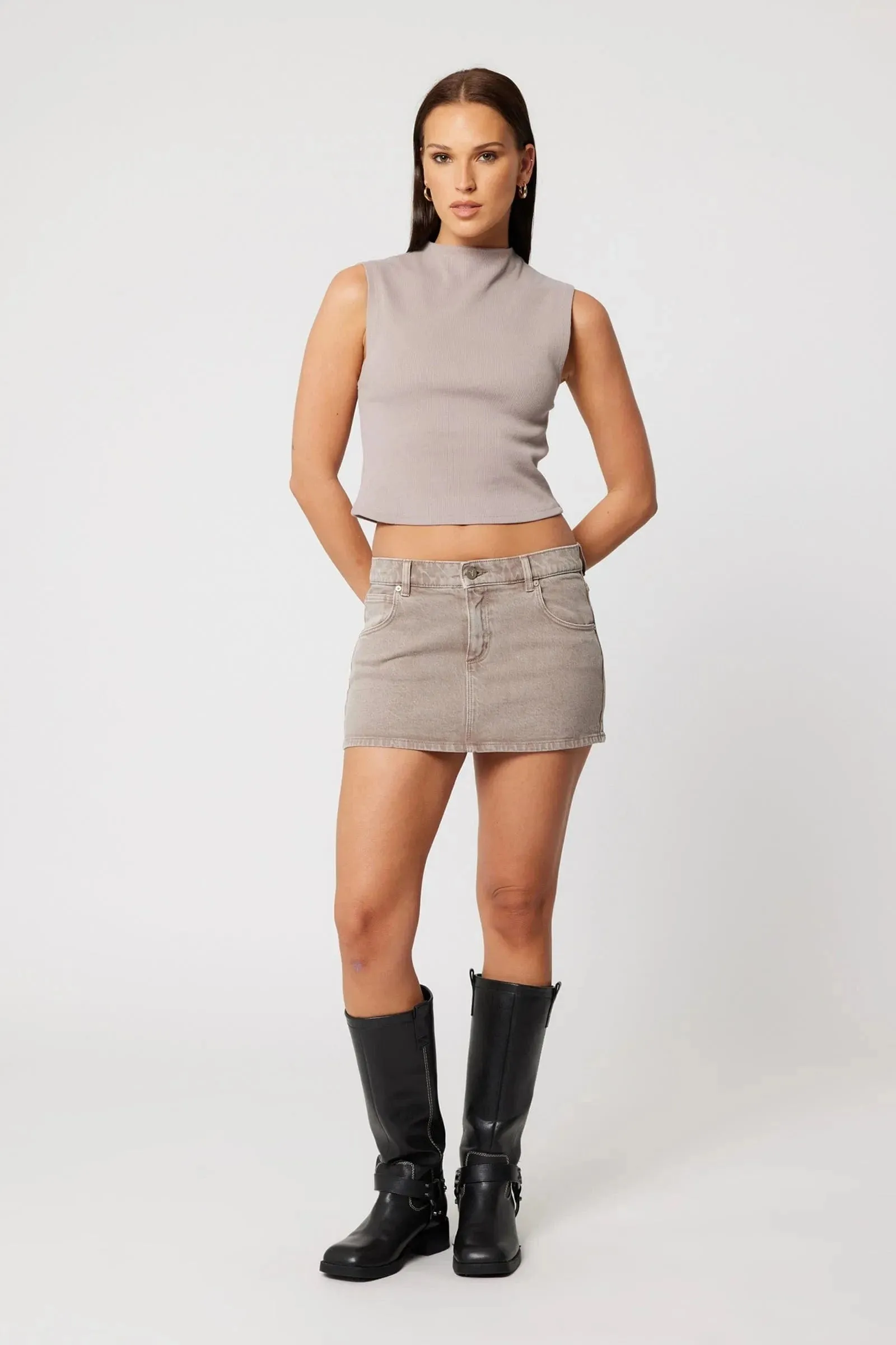 Heather Icon Mock Neck - Mushroom