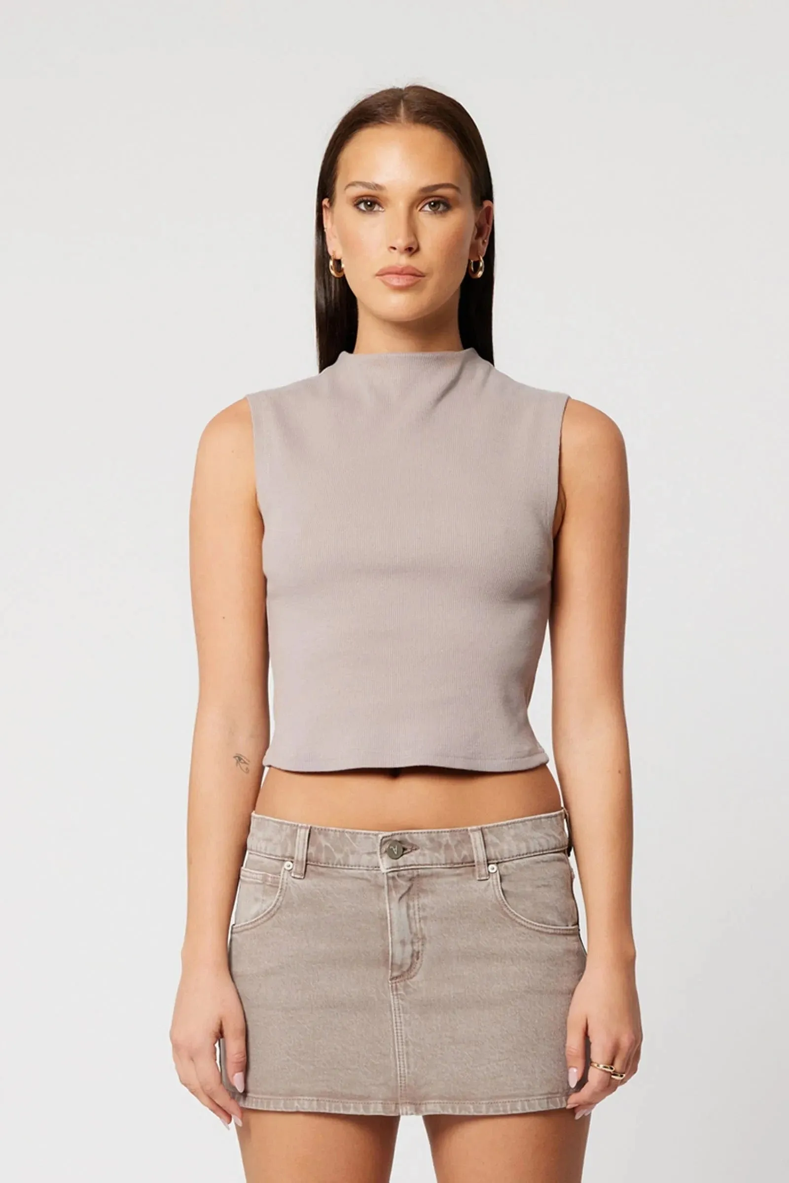 Heather Icon Mock Neck - Mushroom