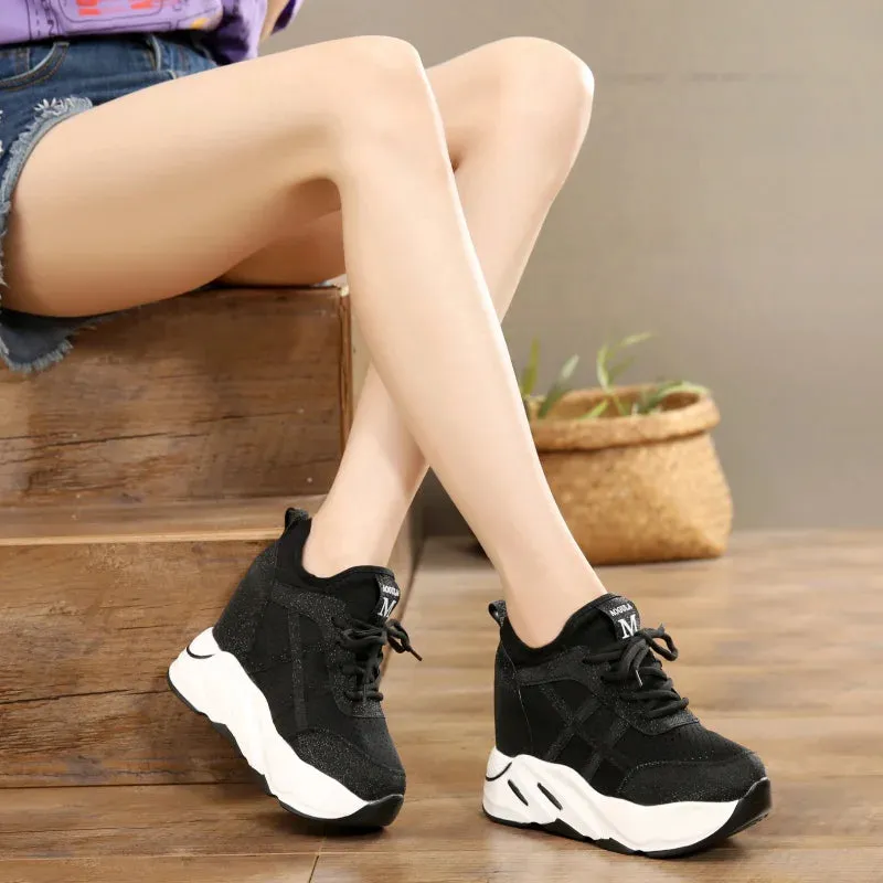 Joskaa 2024 New Womens Black Platform Sneakers