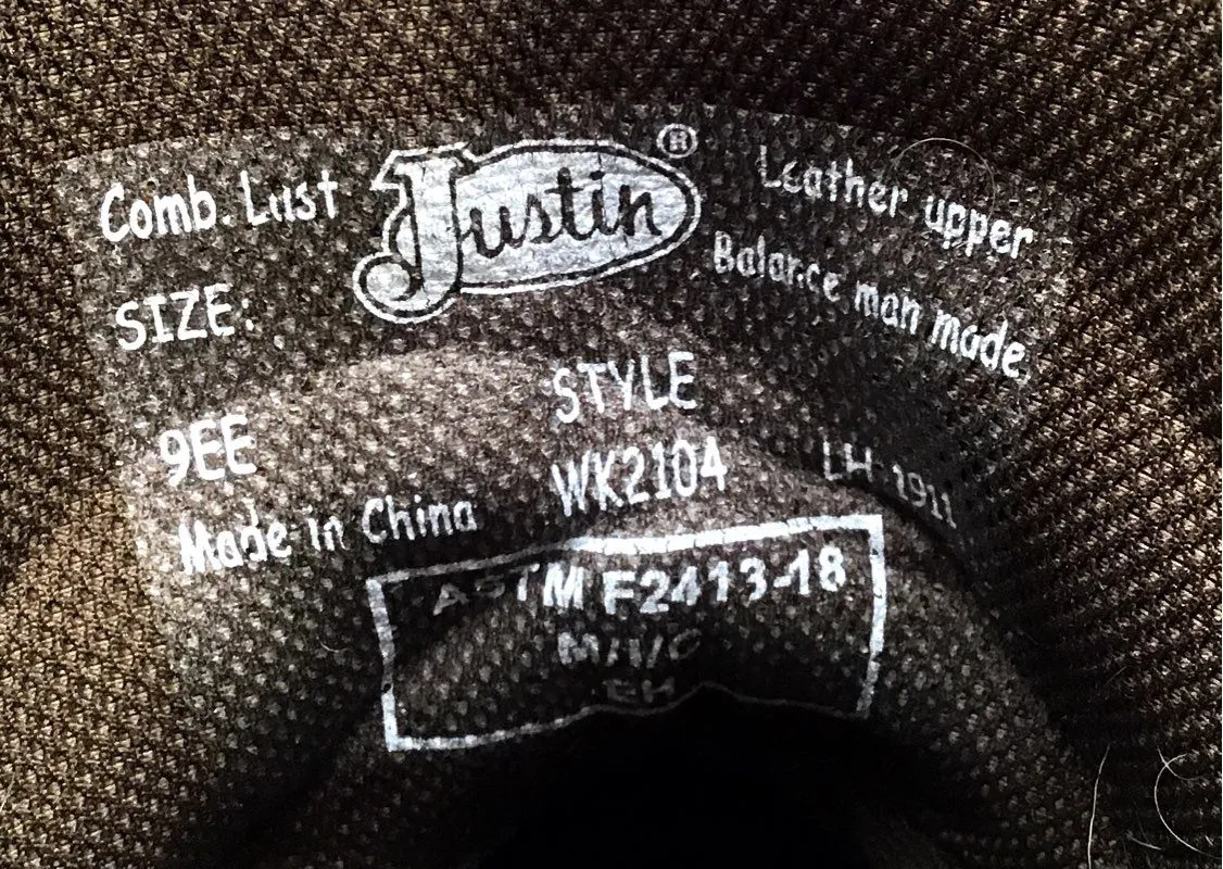 Justin Boots Men's Brown Leather Work Western Boots - Size 9EE