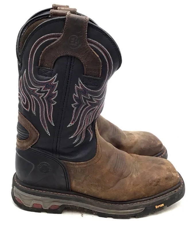 Justin Boots Men's Brown Leather Work Western Boots - Size 9EE
