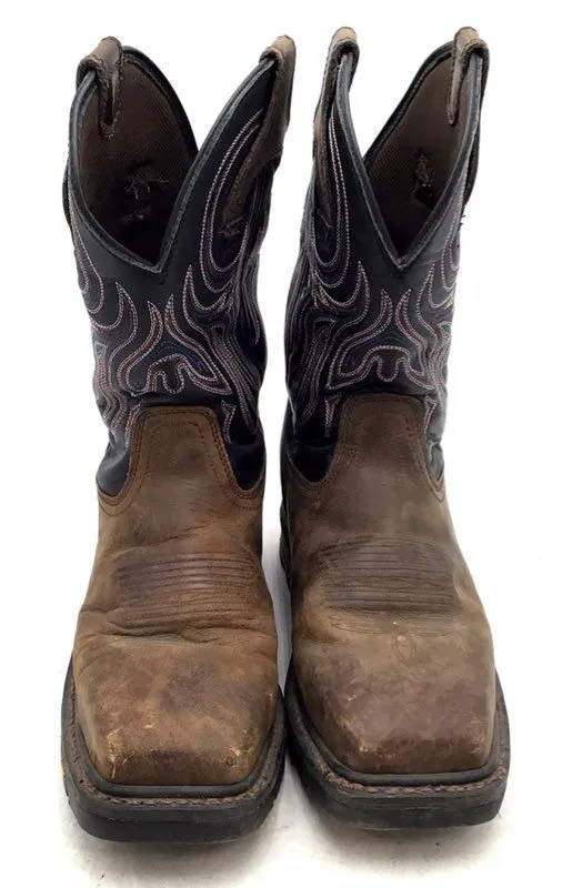 Justin Boots Men's Brown Leather Work Western Boots - Size 9EE