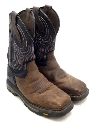Justin Boots Men's Brown Leather Work Western Boots - Size 9EE