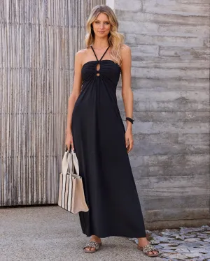 Keyhole Halter Maxi Dress Black