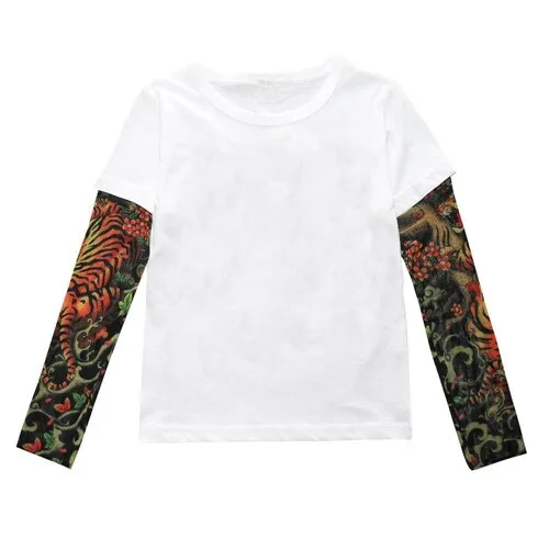 Kids Black Long Sleeves Shirts Tattoo Girls Boys  - 126