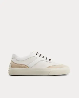 Leather & Fabric Beige / White Low Top Sneakers