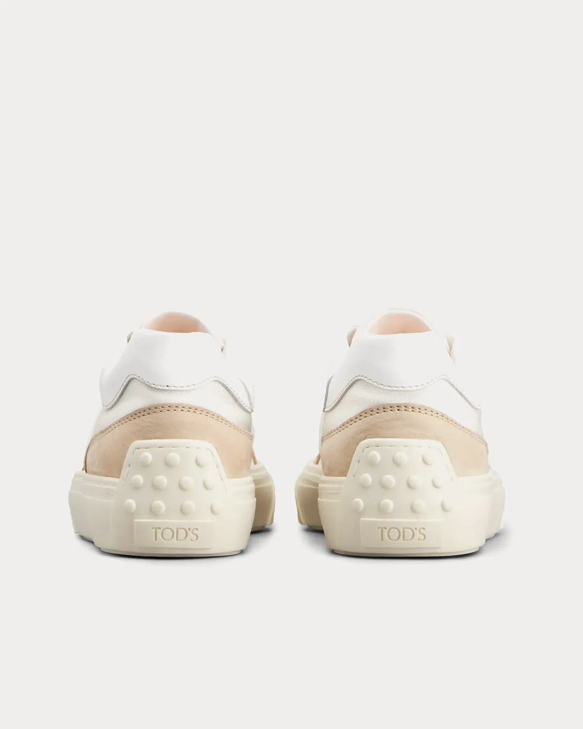 Leather & Fabric Beige / White Low Top Sneakers