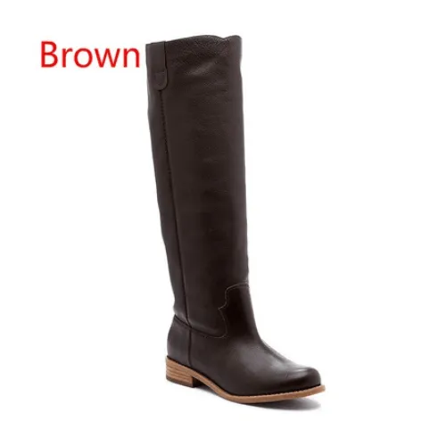 Low Heel Suede Round Toe Knee High Boots