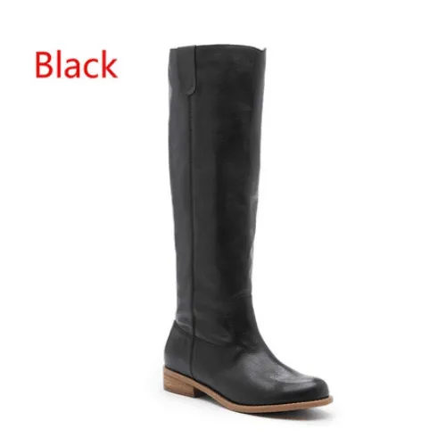 Low Heel Suede Round Toe Knee High Boots