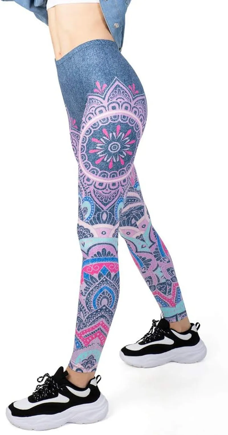 Middle Waisted Seamless Workout Leggings - Women’S Mandala Printed Yoga Leggings, Tummy Control Running Pants…